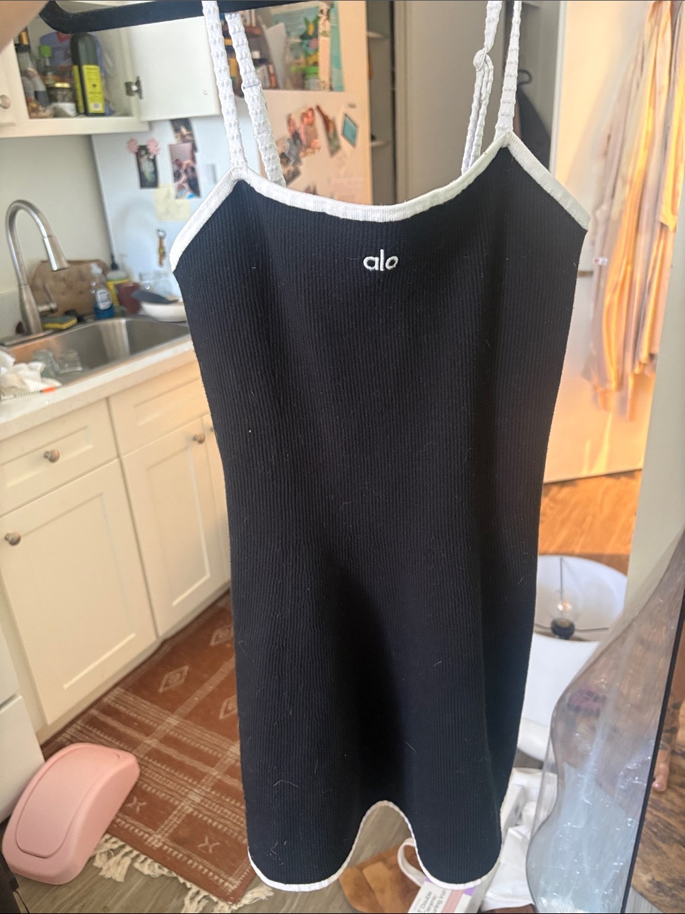ALO Yoga Black Mini Dress with White Trim